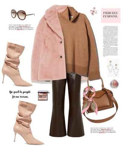 Wz fashion moda style winter trends zara coats teddy brown pink